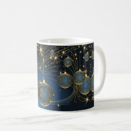 Caneca De Café Enfeites de natal ouros Marinho Azul