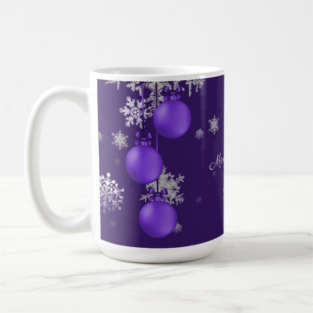 Caneca De Café Enfeites de natal Roxos (Esquerda)