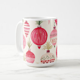 Caneca De Café Enfeites de natal Vermelhos Cor-de-Rosa Mug