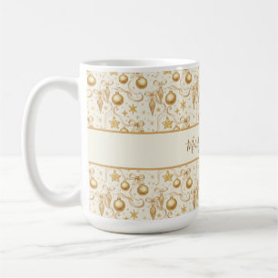 Caneca De Café Enfeites Dourados Personalizados Arcos Natal Feria