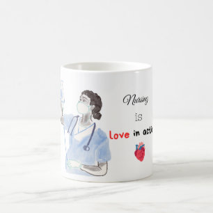 Caneca De Café Enfermagem é amor em ação - Enfermeira Mug