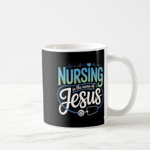 Caneca De Café Enfermagem em nome de Jesus enfermeira cristã Nurs