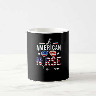Caneca De Café Enfermeira 4 de Julho Bandeira Americana Patriótic
