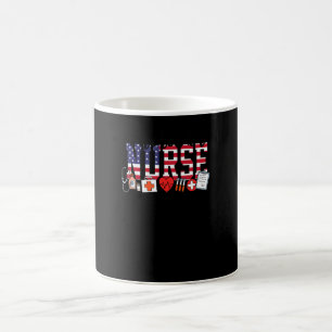 Caneca De Café Enfermeira Americana Bandeira Dos EUA Dia Da Indep