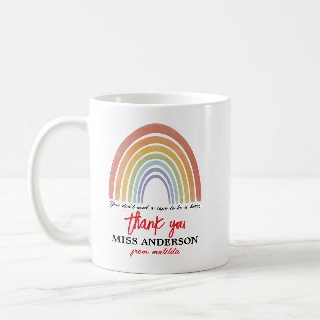 Caneca De Café Enfermeira Arco-Íris Moderna, Aquarela Obrigado (Esquerda)