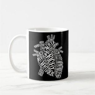 Caneca De Café Enfermeira Cardíaca Anatômica Tipografia Cardíaca