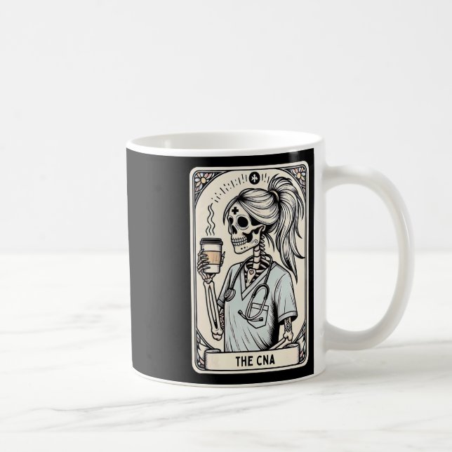 Caneca De Café Enfermeira certificada Istant Tarot Card Skeleton  (Direita)