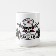 Enfermeira Crânio Tatuagem Edgy Vida de Scrub