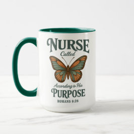 Caneca De Café Enfermeira Cristã Romans 8:28 Borboleta Fé
