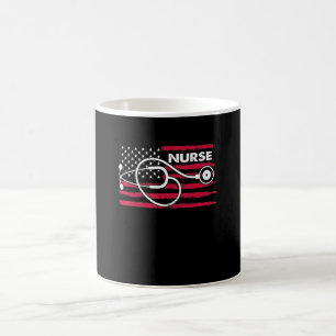 Caneca De Café Enfermeira da Bandeira Americana Patriótica 4 de J