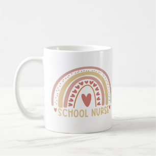 Caneca De Café Enfermeira da escola Boho Rainbow Cute Enfermando 