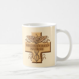 Caneca De Café Enfermeira de Caduceu Cruzada RN