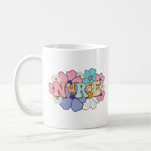 Caneca De Café Enfermeira de Coração Floral Rosa Médica Café