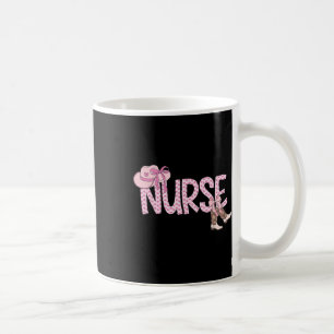 Caneca De Café Enfermeira de Cowgirl Ocidental rosa, cor-de-rosa