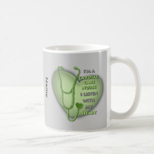 Caneca De Café enfermeira de cuidados cardíacos Coração Verde