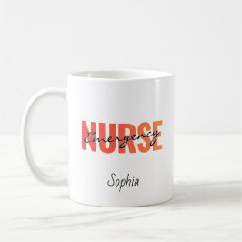 Caneca De Café Enfermeira de Emergência Personalizada Tipografia
