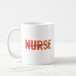 Caneca De Café Enfermeira de Emergência Tipografia Negrito