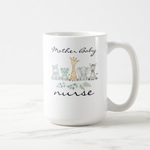 Caneca De Café Enfermeira de Mãe e Bebê Safari Animais da Selva B
