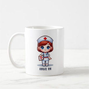 Caneca De Café Enfermeira de manga bonita com olhos azuis vermelh