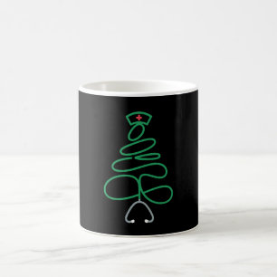 Caneca De Café Enfermeira de Natal Estetoscópio Árvore Chapéu do