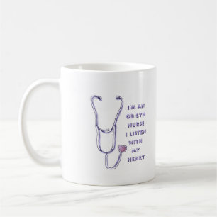 Caneca De Café Enfermeira de Obstetrícia e Ginecologia do Coração
