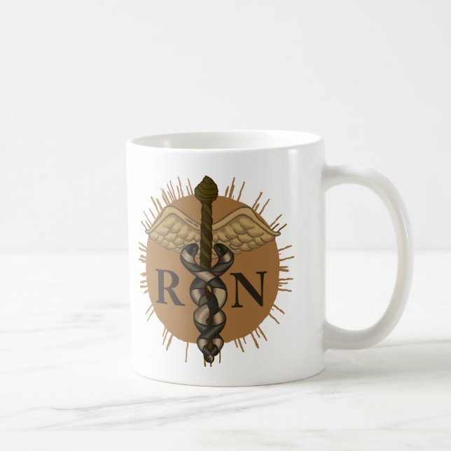 Caneca De Café Enfermeira de RN Caduceu (Direita)
