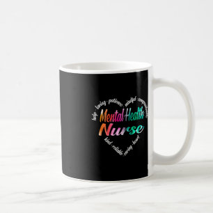 Caneca De Café Enfermeira de Saúde Mental Coração Palavra Cloud W