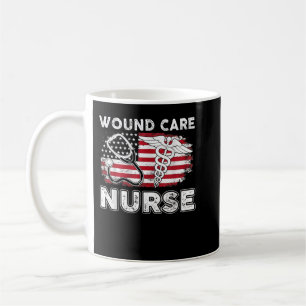 Caneca De Café Enfermeira de Wound RN Enfermando Bandeira America