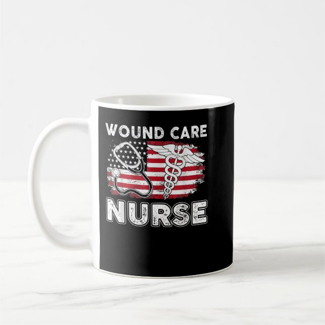 Caneca De Café Enfermeira de Wound RN Enfermando Bandeira America (Esquerda)