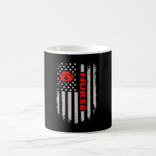 Caneca De Café Enfermeira Dia 4 De Julho Bandeira Dos EUA