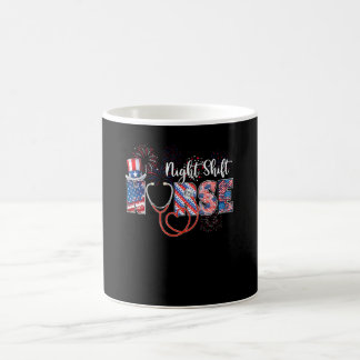 Caneca De Café Enfermeira do Turno da Noite 4 de Julho Coração de