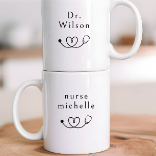 Caneca De Café Enfermeira Doutora Trabalhador da Saúde Minimali