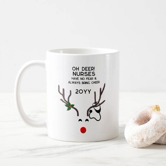Caneca De Café Enfermeira Enfermeira de Natal Engraçado (Com Donut)