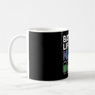 Caneca De Café Enfermeira Engraçada Bateria Vida Citação Colorido