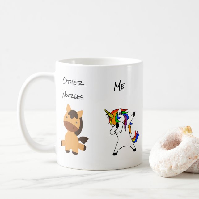 Caneca De Café Enfermeira Engraçada Dabbing Unicorn Horse (Com Donut)