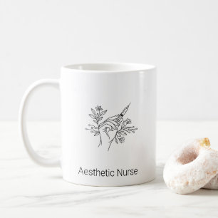 Caneca De Café Enfermeira Estética Desenho de Linha de Seringa Bo