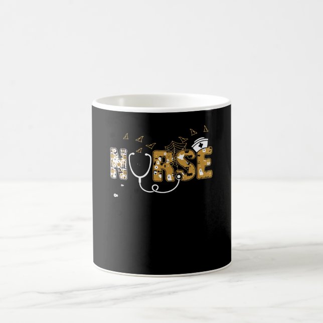 Caneca De Café Enfermeira Halloween Presente Com Pumpkin Boo Spid (Centro)
