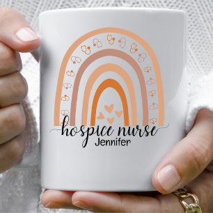Caneca De Café Enfermeira Hospitalar Script Rainbow Personalizado