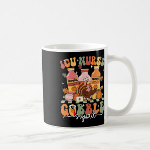 Caneca De Café Enfermeira Icu de Ação de Graças Gobble Scrub Top