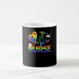 Caneca De Café Enfermeira Lgbt Q Orgulho Gay Bandeira Arco-Íris E