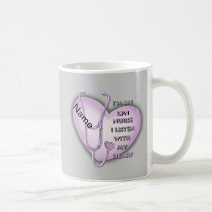 Caneca De Café Enfermeira LPN Coração Roxo