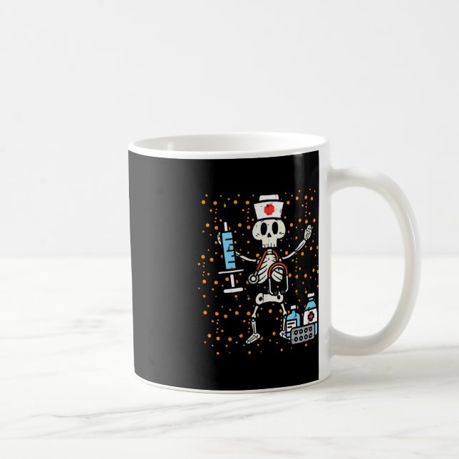 Caneca De Café Enfermeira Ortopédica Halloween Skeleton Scrub Cus (Direita)