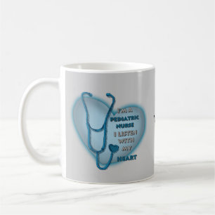 Caneca De Café Enfermeira Pediátrica Coração Azul