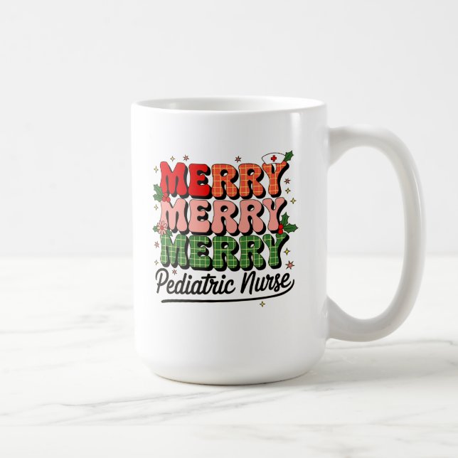 Caneca De Café Enfermeira Pediátrica Feliz de Natal (Direita)