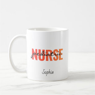 Caneca De Café Enfermeira Pediátrica Personalizada Tipografia Neg