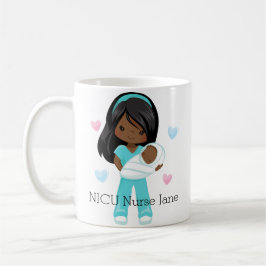 Caneca De Café Enfermeira personalizada do afro-americano NICU