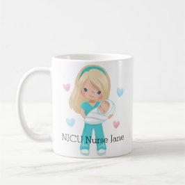 Caneca De Café Enfermeira personalizada do cabelo louro NICU com