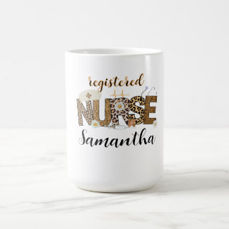 Caneca De Café Enfermeira Registrada Moderna de Skin Brown, Leopa