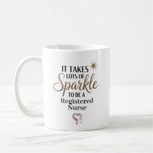 Caneca De Café Enfermeira Registrada Personalizada com Brilho