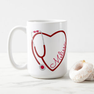 Caneca De Café Enfermeira Stethoscope Heart Red Coffee Fun